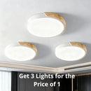 3-in-1 Nordic LED Ceiling Light Kit with Circular Wooden Design