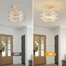 Lumoria Golden Elegance LED Chandelier – Modern Semi-Flush Crystal Ceiling Light