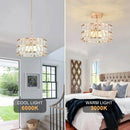 Lumoria Golden Elegance LED Chandelier – Modern Semi-Flush Crystal Ceiling Light