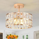 Lumoria Golden Elegance LED Chandelier – Modern Semi-Flush Crystal Ceiling Light