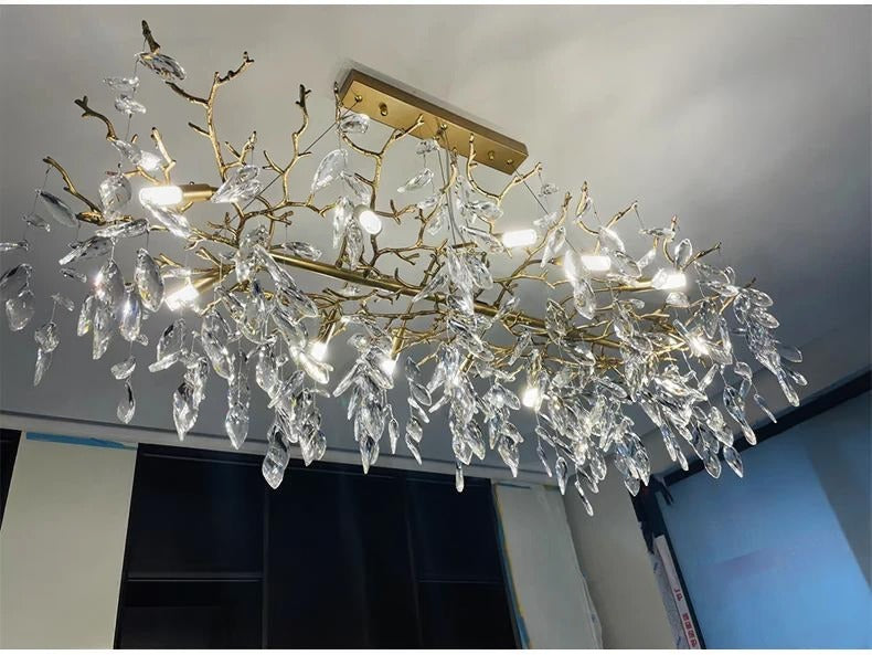 Luxury Gold Crystal Long LED Chandeliers