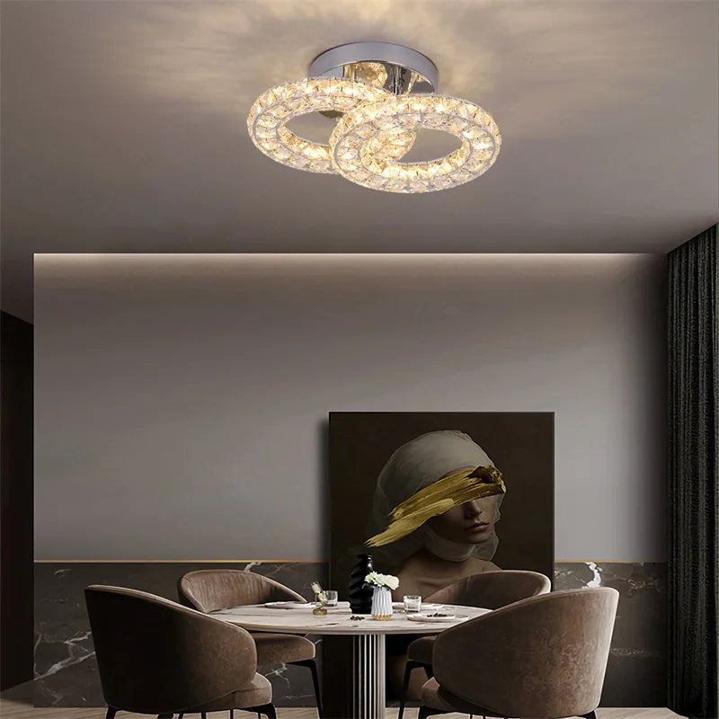 Modern Crystal LED Flush Mount Ceiling Lamp