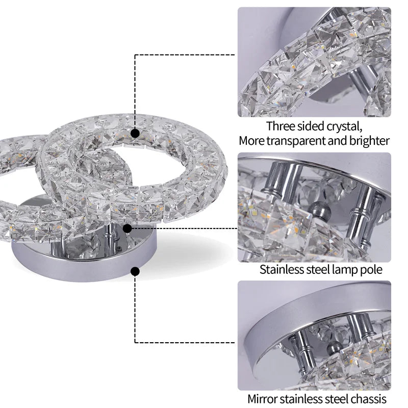 Modern Crystal LED Flush Mount Ceiling Lamp