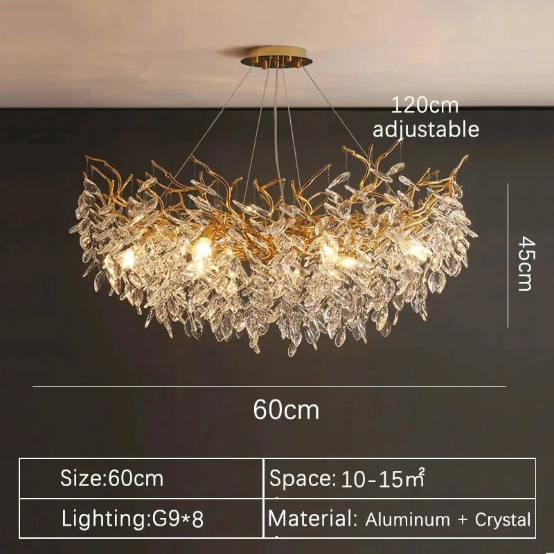 Luxury Gold Crystal Round LED Chandeliers