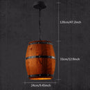 Retro Wooden & Iron Barrel Pendant Lamp – Rustic Vintage Style