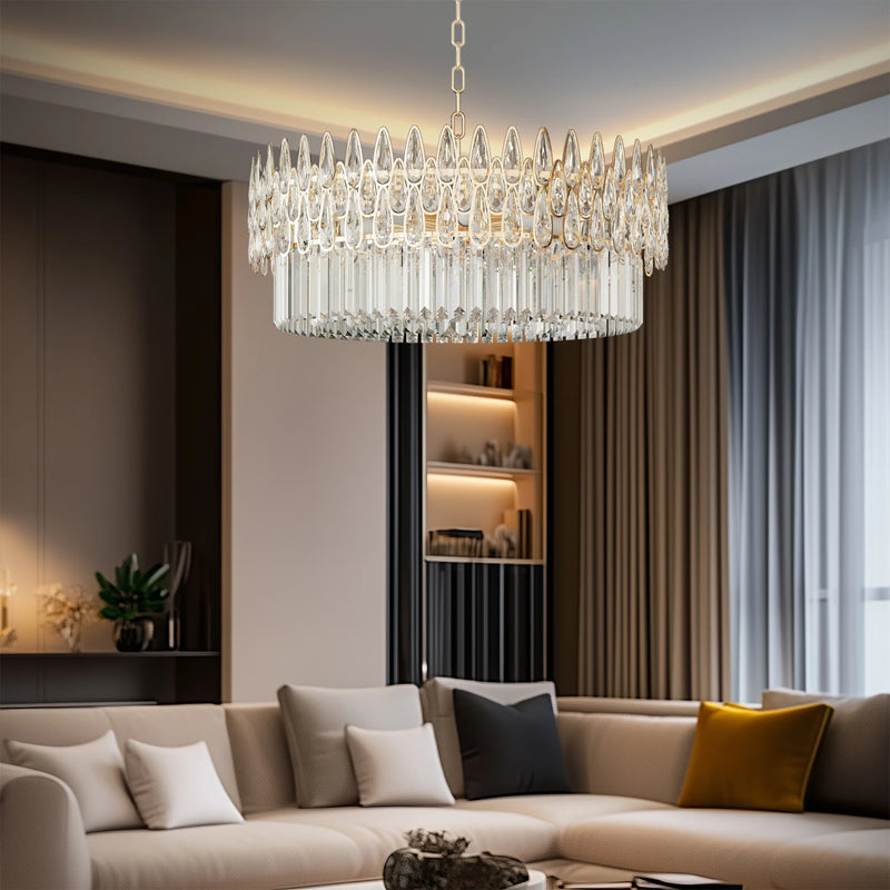 Crystal Aurora - Decorative Ceiling Chandelier with Crystals and LED in 3 Colors