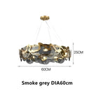 Premium Modern Round Glass and Iron Chandelier – Elegant Tricolor Lighting