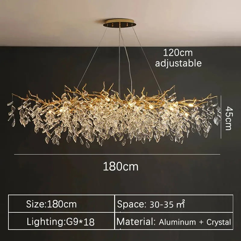 Luxury Gold Crystal Long LED Chandeliers