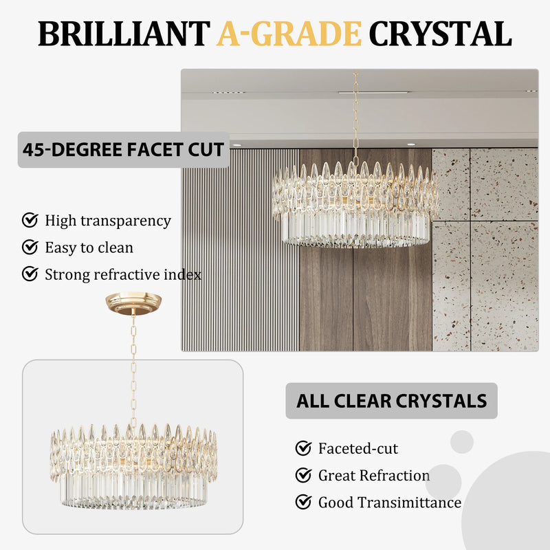 Crystal Aurora - Decorative Ceiling Chandelier with Crystals and LED in 3 Colors