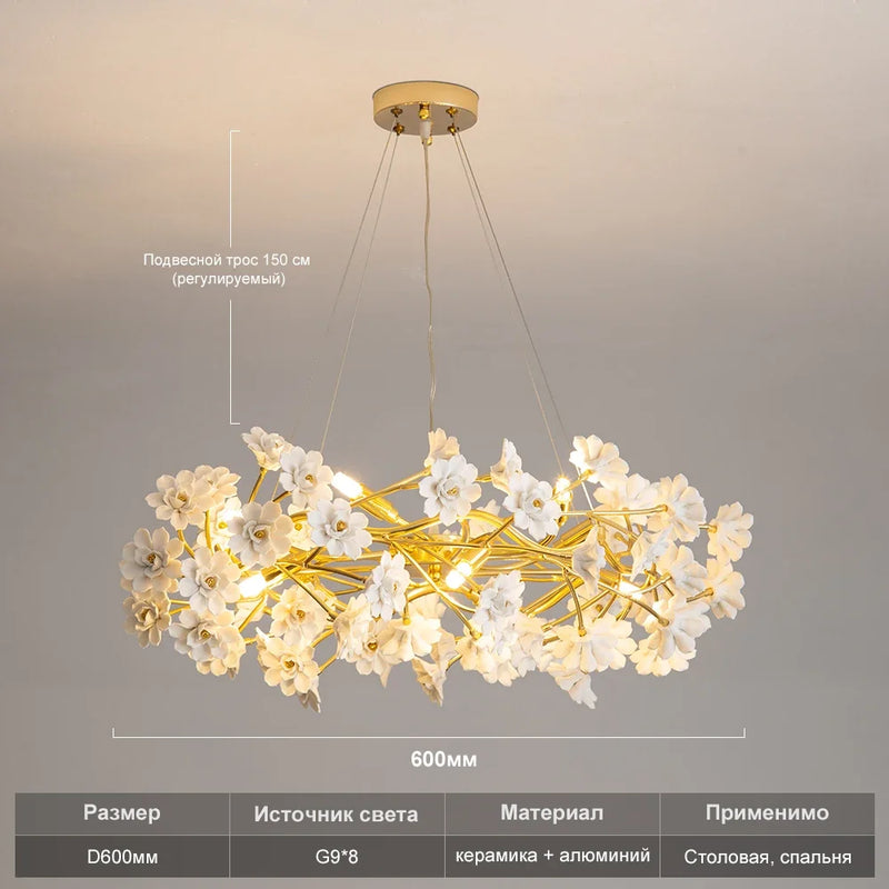 ✨ Modern And Luxurious Crystal Pendant Light With Flowers