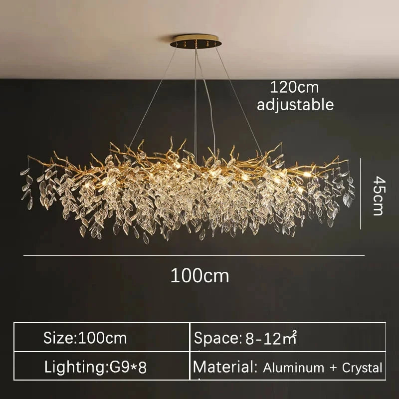 Luxury Gold Crystal Long LED Chandeliers