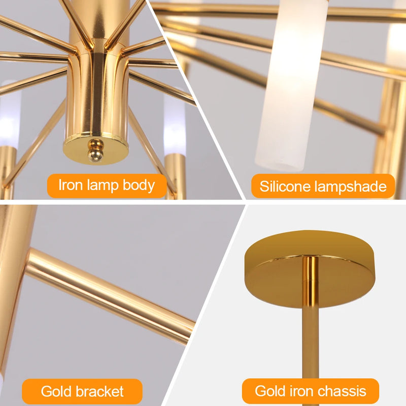 Lumoria Golden Hotel LED Chandelier – Modern Crystal Ceiling Light