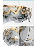 Premium Modern Round Glass and Iron Chandelier – Elegant Tricolor Lighting