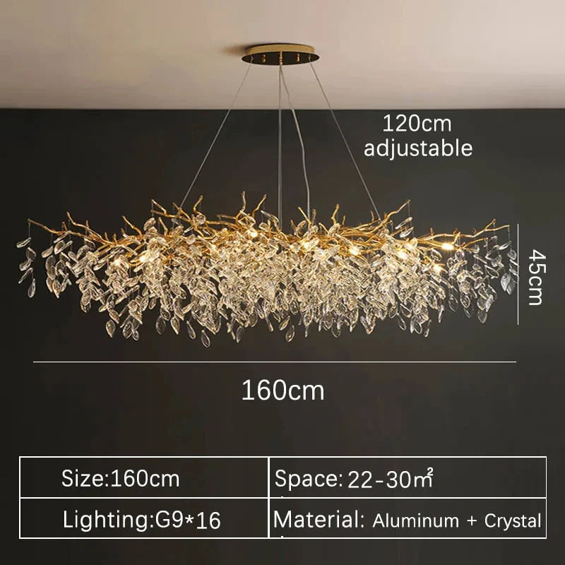 Luxury Gold Crystal Long LED Chandeliers