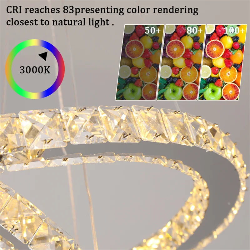 Infinity Rings Crystal LED Chandelier