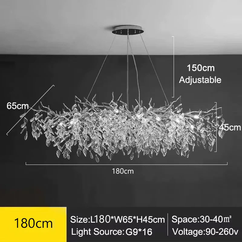 Luxury Gold Crystal Long LED Chandeliers