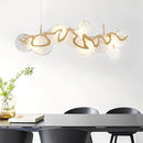 Premium Modern Round Glass and Iron Chandelier – Elegant Tricolor Lighting
