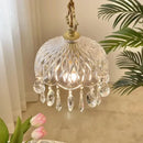 French Retro Copper & Glass Pendant Lamp – Luxurious Vintage Design