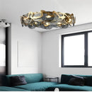 Premium Modern Round Glass and Iron Chandelier – Elegant Tricolor Lighting