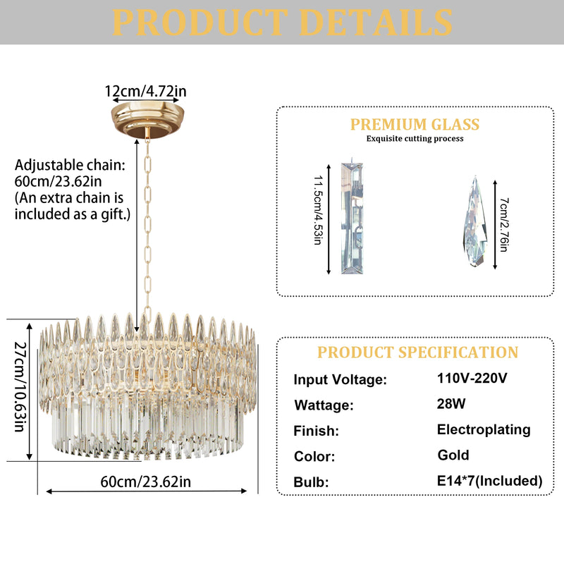 Crystal Aurora - Decorative Ceiling Chandelier with Crystals and LED in 3 Colors