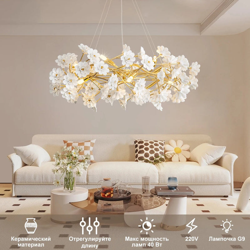 ✨ Modern And Luxurious Crystal Pendant Light With Flowers