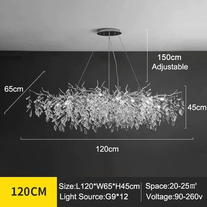 Luxury Gold Crystal Long LED Chandeliers