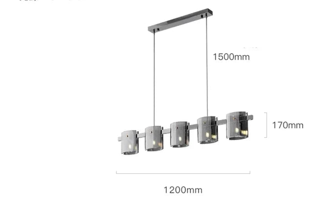 Modern Luxury LED Chandelier with Amber Smoky Glass
