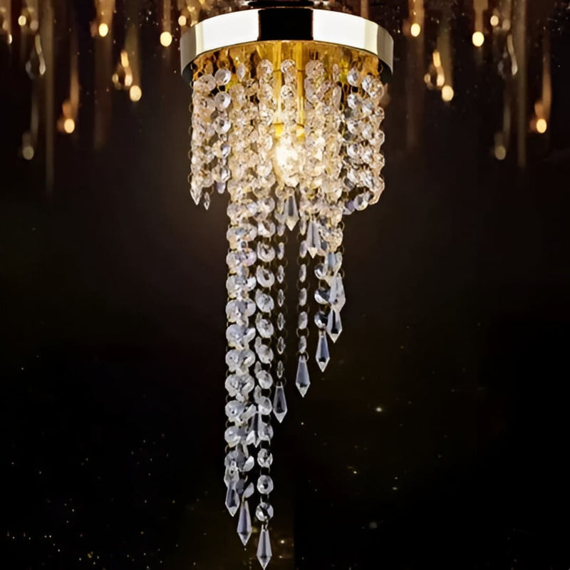 Modern Crystal LED Ceiling Pendant – Chrome & Gold Brilliance
