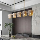 Modern Luxury LED Chandelier with Amber Smoky Glass