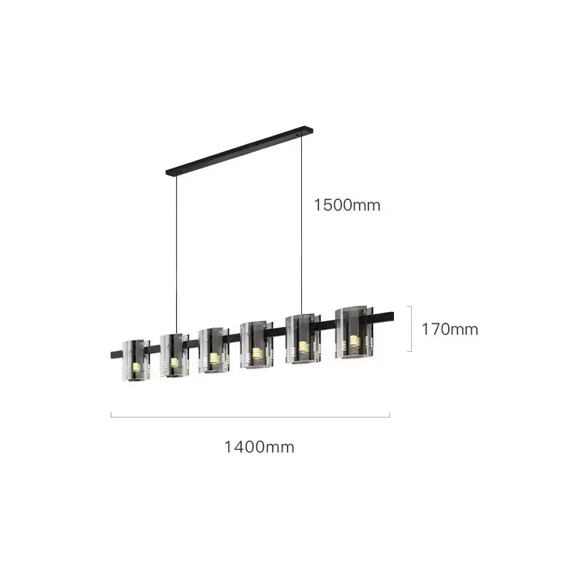Modern Luxury LED Chandelier with Amber Smoky Glass