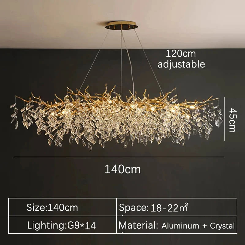 Luxury Gold Crystal Long LED Chandeliers