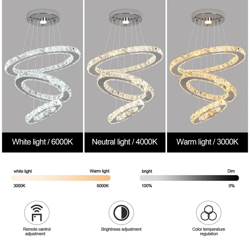 Infinity Rings Crystal LED Chandelier