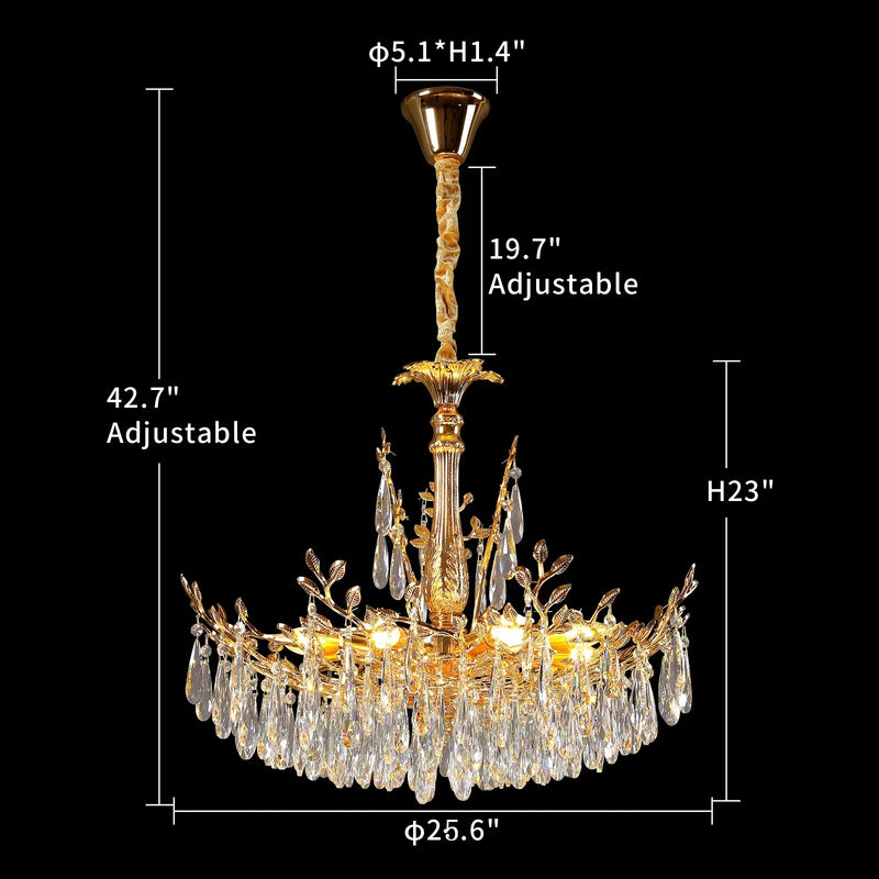 Modern Round Gold LED Crystal Chandelier