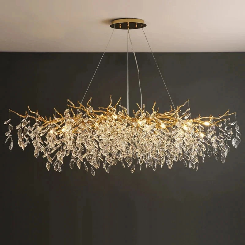 Luxury Gold Crystal Long LED Chandeliers