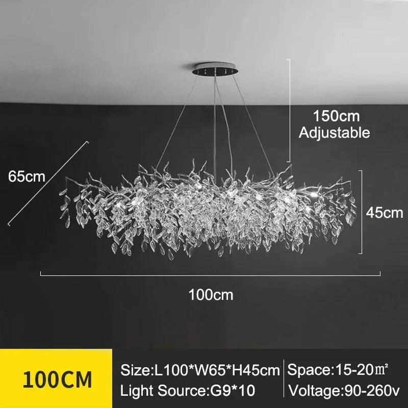 Luxury Gold Crystal Long LED Chandeliers