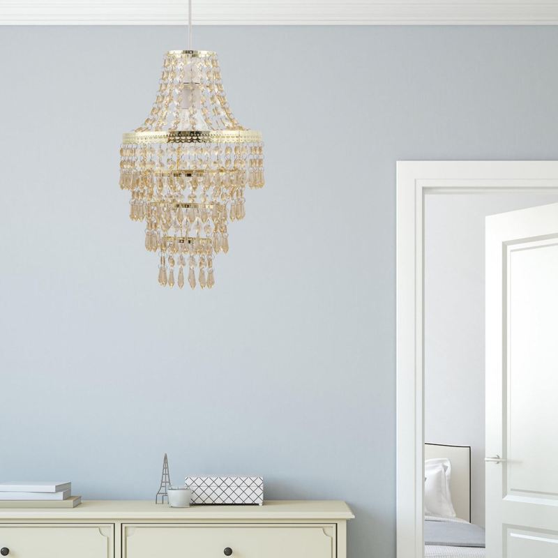 Set of 2 Gold Tiered Chandelier Style Light Shades