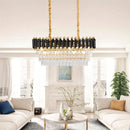 Lumoria Eclipse – Luxury Oval Crystal Chandelier Black & Gold Ceiling Light
