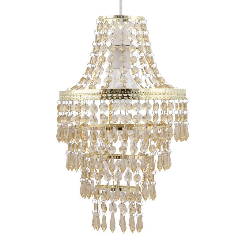 Set of 2 Gold Tiered Chandelier Style Light Shades