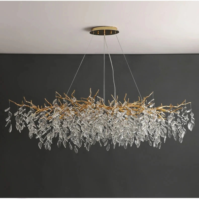 Luxury Gold Crystal Long LED Chandeliers